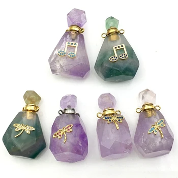 

natural amethysts rose quartzs perfume bottle gems stone vial clear crystal lapis lazuli diffuser charms for necklace making