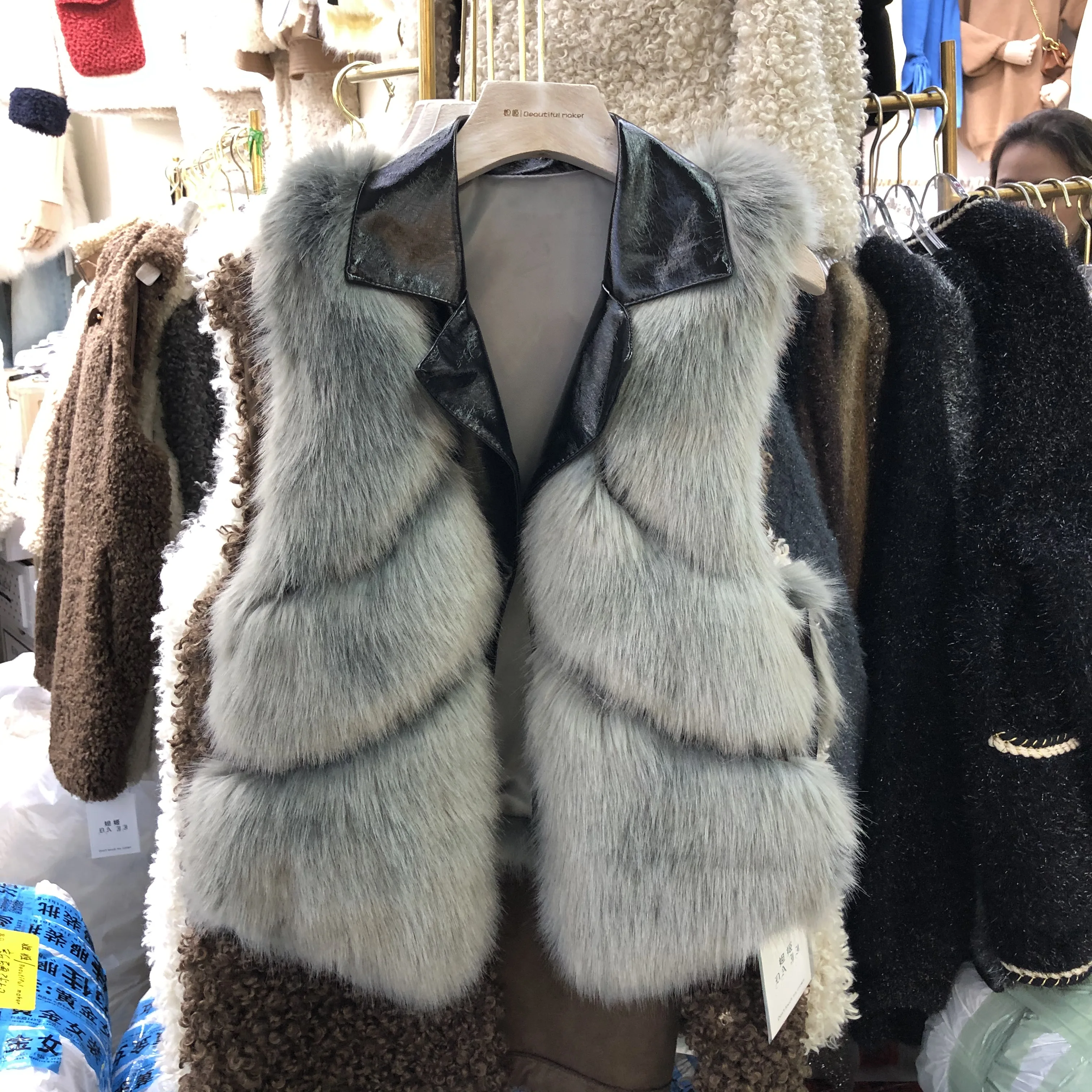 Зимний меховой жилет женский корейский стиль короткий костюм воротник искусственный Лисий мех из искусственной кожи без рукавов куртка жилет куртка женская