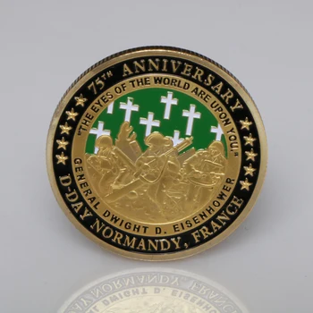 

Operation Overlord 75th anniversary of Normandy landing Gold Plated Coin 1944-2019 D-DAY Normandy France Commemorative Coins