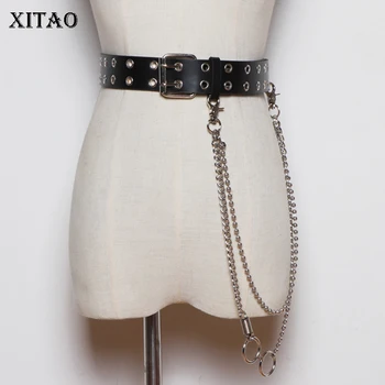 

XITAO Patchwork Bows Personality Cummerbunds Women 2020 Summer Trendy Fashion New Style Hollow Out Metal Ring Chains GCC3842