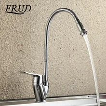 FRUD Stainless Steel Kitchen Sink Faucet Deck Mounted Single Hole Hot and Cold Water Mixer 360 Degree Rotation Kitchen Tap Crane