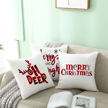 

45*45CM Xmas Decorations Cushion Cover Peach Skin Velvet Multi Purpose Cartoon Pattern Pillowcase Home Decor