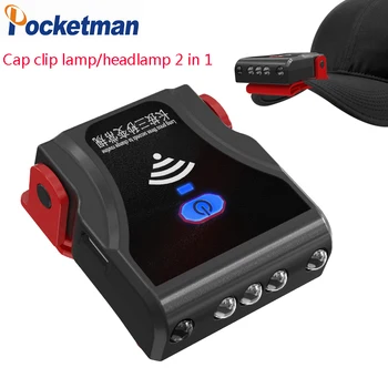 

Headlamp cap clip lamp 2 in 1 multifunctional sensor headlamp clip 90° rotation USB rechargeable headlamp with built-in battery