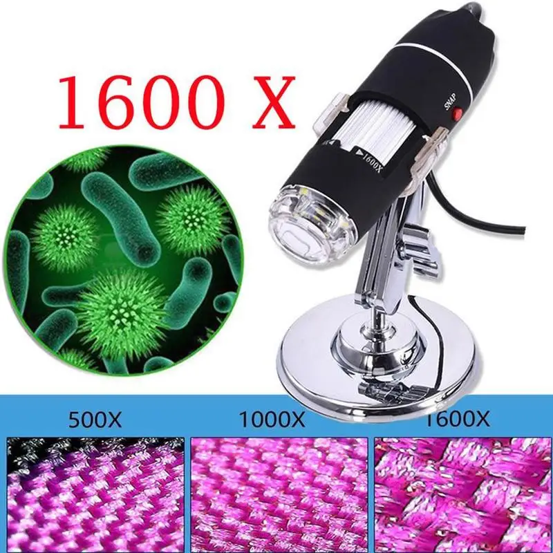 

1600 Times Mini Microscope Adjustable 8 LED Digital USB Microscope HD Measuring Microscopes For Electronic Endoscope Camera