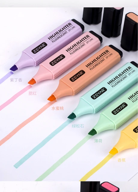 ZEYAR Highlighter, Pastel Colors Chisel Tip Marker Pen, Assorted