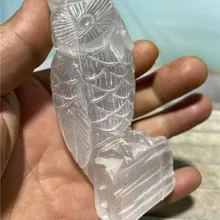 Selenite Uil Natuurlijke Quartz Crystal Stones Ambachten Gift Cluster Specimen Gems Mineralen Wicca Home Decoratie Voor Kamer