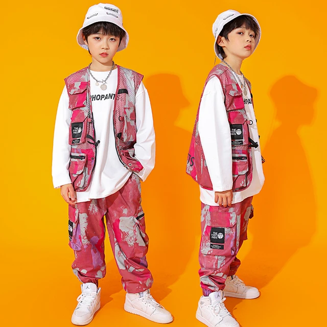 New Fashion Hip Hop Kids Performance Costume Camouflage Vest Long Sleeves  Outfit Boys Street Dance Wear Girls Jazz Outfit BL7358 - AliExpress