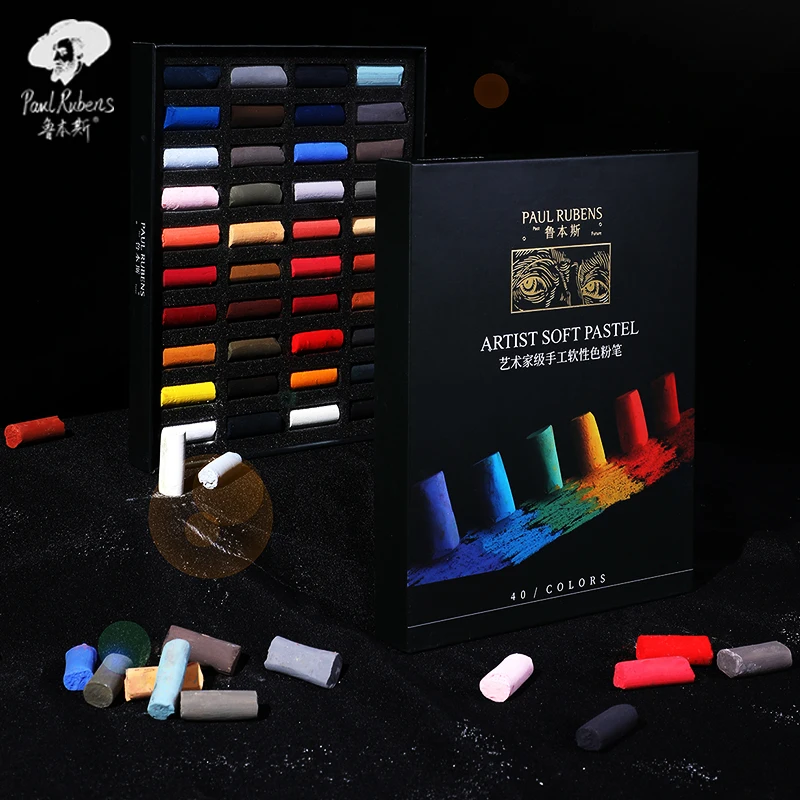 Paul Rubens Soft Pastels Set Painting Chalk Crayons Solid Non Toxic of 40 Colors Art Stationery Drawing Supplies Gift for Artist