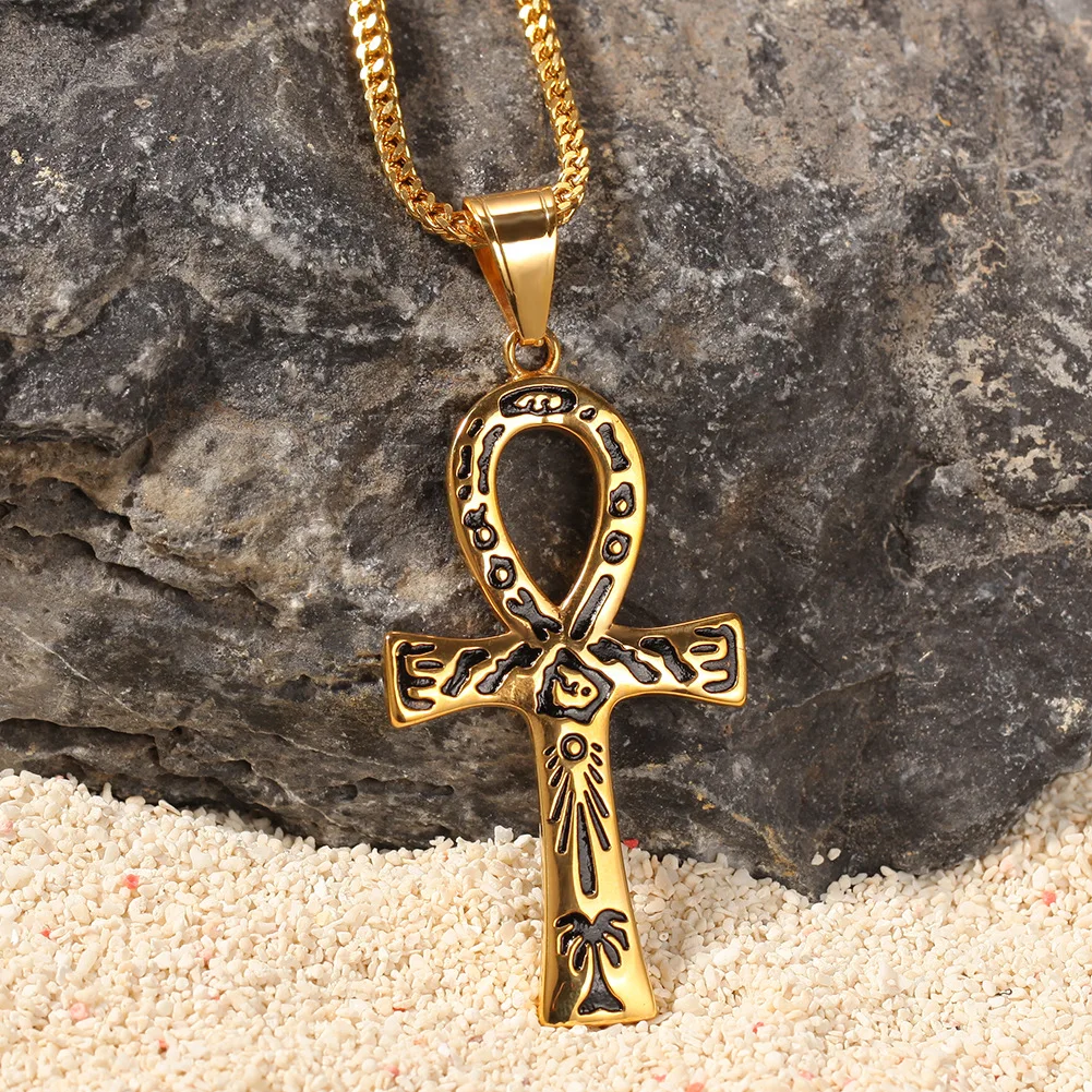 Хип-хоп древний Менг из нержавеющей стали дискредит Пальма Тотем Ankh ключ кулон Anka Египетский ключ жизни кулон