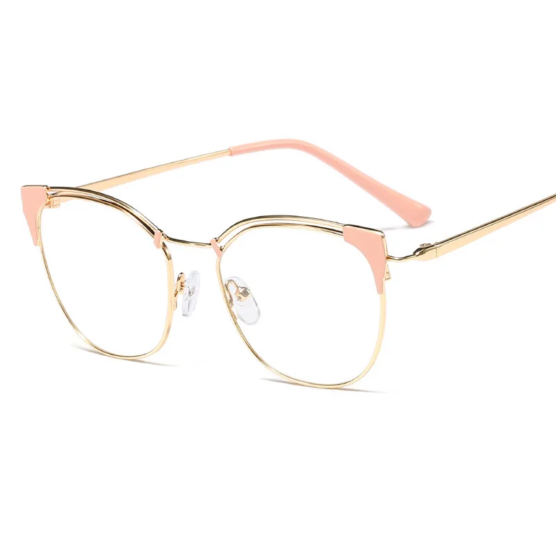 Transparent Women's Metal Wire Rim cat eye glasses Fashionable Spectacle Frame points zero Prescription Eyeglasses Frame Sexy - Цвет оправы: 02