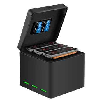 

TELESIN 3 Slots Battery Charger 2 TF Card Storage Box Case 2A Fast Charger for DJI Osmo Action Camera Battery Storage Boxes