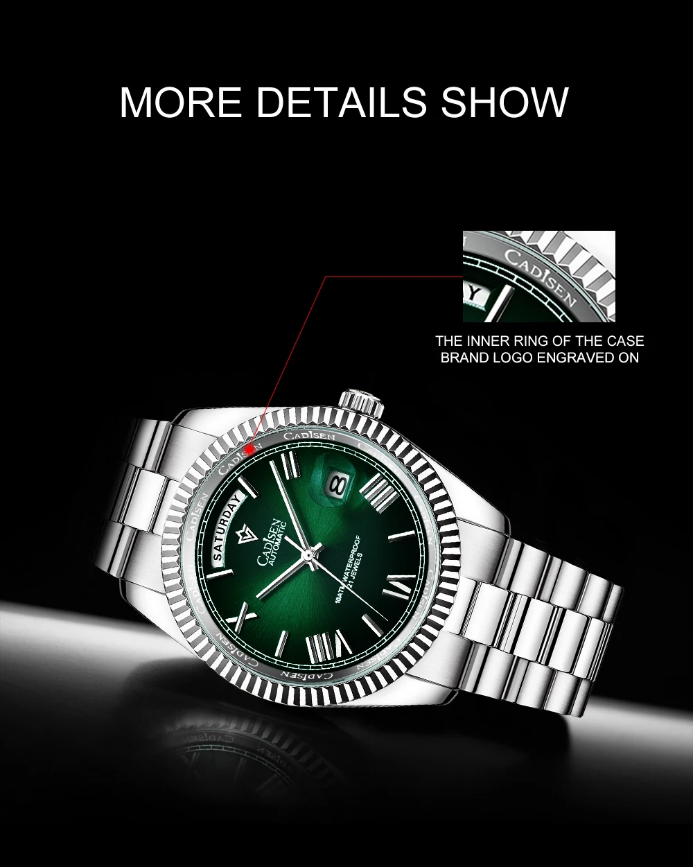 CADISEN 2021 Men Watches Swimming 10Bar Waterproof Screw Crown Japan Miyota Movement Mechanical Watch Newest Version Wristwatch