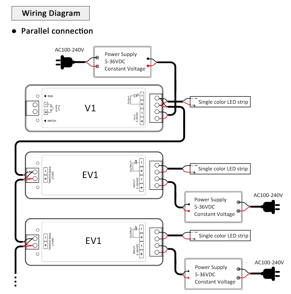 led, amplificador 5ch 5v 12v 24v 36v