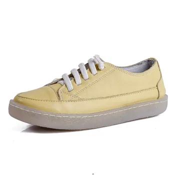 

YourSeason Genuine Leather Women Lace Up Sneakers Summer Sewing Leisure Concise Comfortable Women Casual Shoes 2020 Autumn