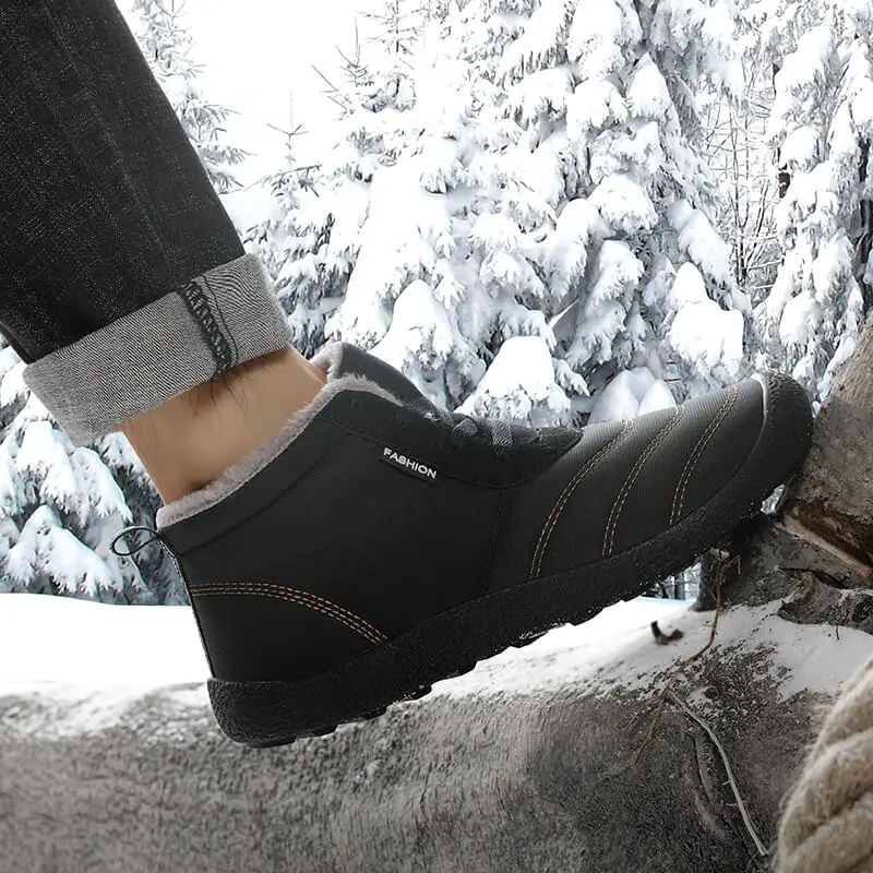 Мужская прогулочная обувь на меху, водонепроницаемые зимние ботинки для мужчин, Нескользящие, износостойкие, высокие, теплые, зимние, для улицы, мужская обувь