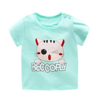 

DishyKooker Boy Girl Baby T-shirt Short Sleeve Cotton Tops Cartoon Crew Neck Pullover for 6-36M Kid