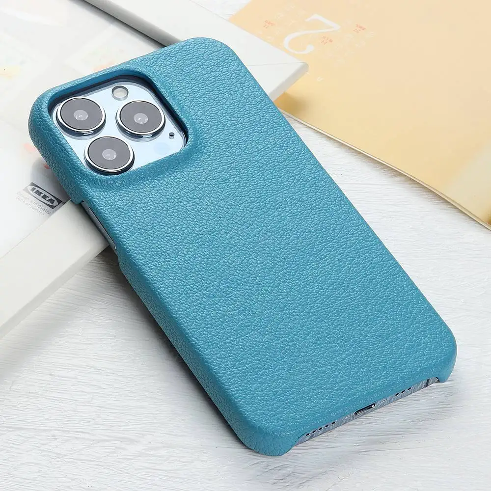 thumbnail image 1 of Funda de piel con grano de lichi para iPhone 16, 14, 15, 13, 11, 12 Pro Max, 13 Mini, XR, X, XS Max, 14 Plus, carcasa trasera, 1 of 5