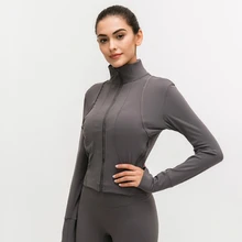 High Quality Nylon Women Sports Track Jacket Full Zip Running Fitness Top Gym Activewear Outdoor Workout Coat with Thumb Holes