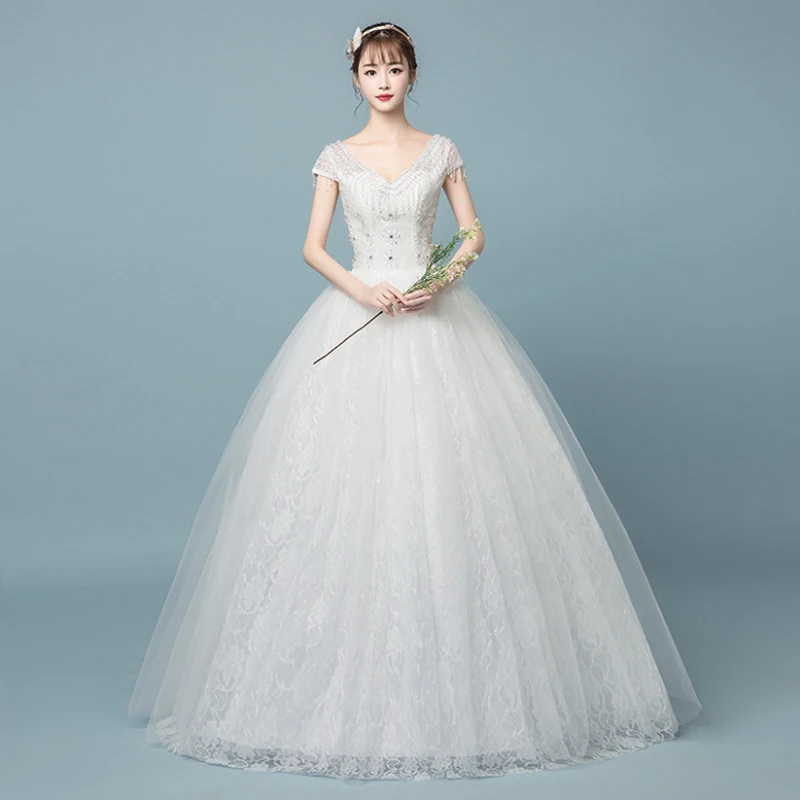 

SERMENT 2019 Sexy White Lace Wedding Dress Half Sleeve Bride Dress Wedding Party Bridal Dresses Slim princess