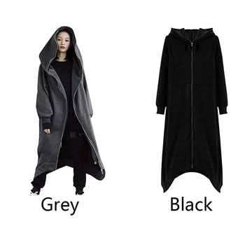 

Baggy Long Sleeve Warm Tops Solid Outdoor Autumn Casual Winter Loose Women Sweatshirt Street Hooded Zipper Fleece