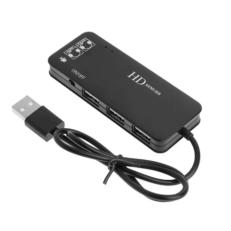 USB 2,0 3-Порты и разъёмы концентратор наушники с микрофоном стерео аудио 7.1CH Звуковая карта адаптер кабель