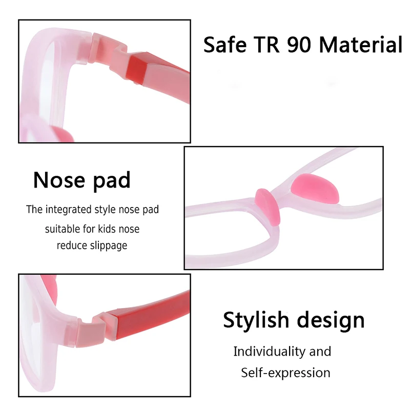 Детские очки TR90 Гибкая оправа для очков, детские розовые оправы для очков для 7-12 лет, оптические очки для девочек