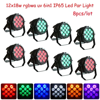 

Outdoor 12x18W RGBWA UV 6in1 Led Par Light Waterproof Slim Par Stage light for dj Disco Club Wedding Christmas Party 8pcs/lot
