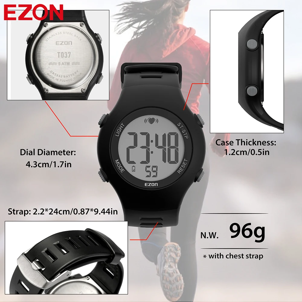 Спортивные наручные часы EZON T037 для мужчин и женщин цифровые уличные с
