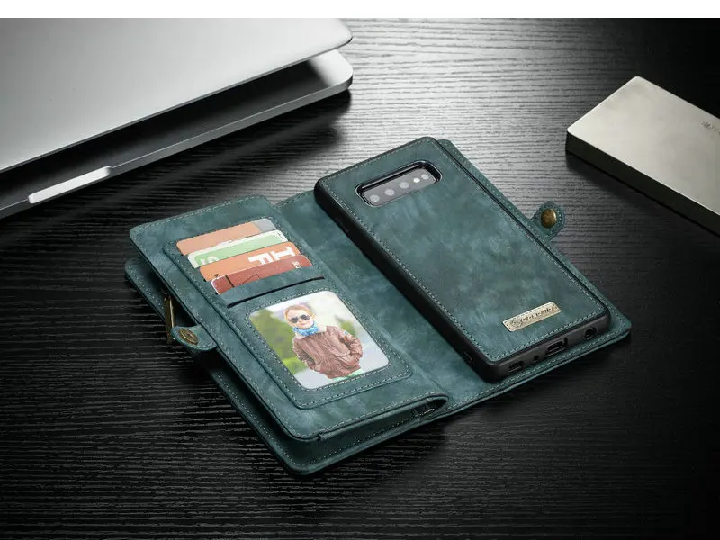 Чехол мне бумажник с застежкой-молнией чехол для телефона для samsung Galaxy Note 10 Мульти-Функция Съемная карта чехол s для Galaxy S8 S9+ Note 8 9 S10 e