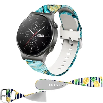 

22mm smart watch bracelet for huawei watch GT/Gt 2 pro 46/GT2e Silicone Printing Watchband for Xiaomi Huami Amazfit GTR 47/GTR 2
