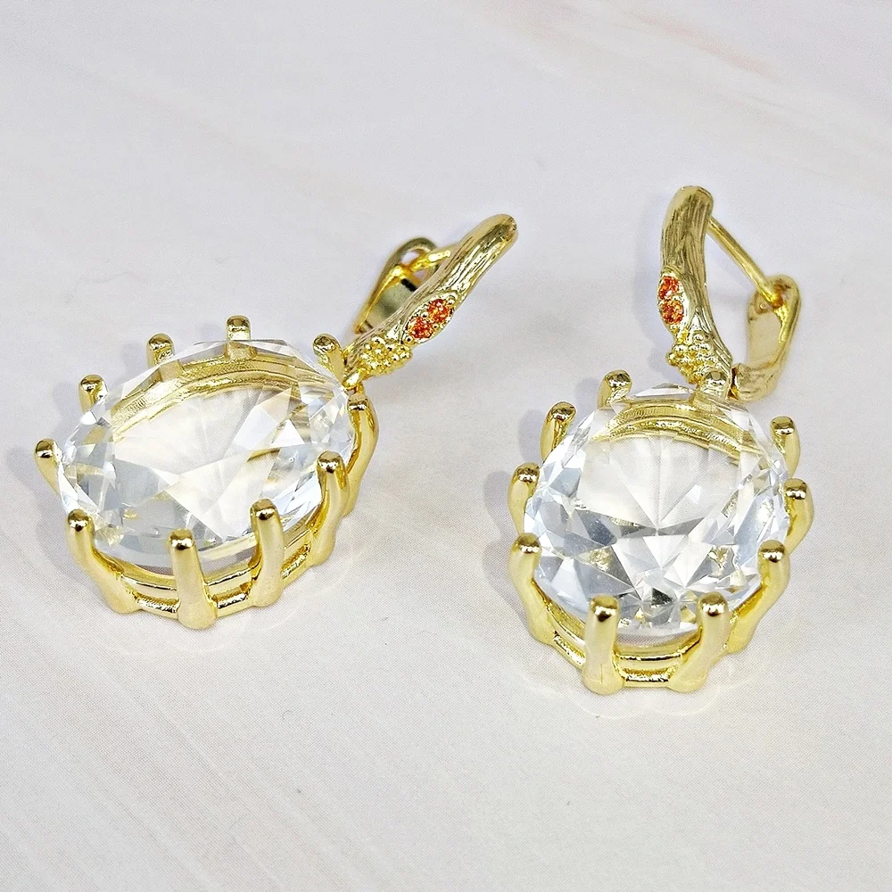 DreamCarnival1989 Women Dangle Earrings Big Clear White Zircon 18mm Shiny Fine Cut Dating Fashion Jewelry New Year Gift WE4108W