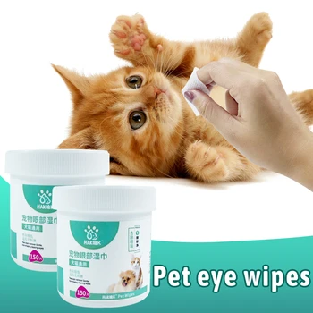 

150pcs Professional Pet Eye Wet Wipes Cat Dog Health Care Dirty Clean Cotton Paper Towel Pets Tear Stain Remover Grooming Supply