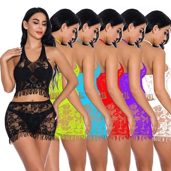 

2PCS/Set Women Sexy Erotic Lingerie Lace Hollow-out Night Dress Plus Size Pijama Sleepwear See Through Underwear Night Gown