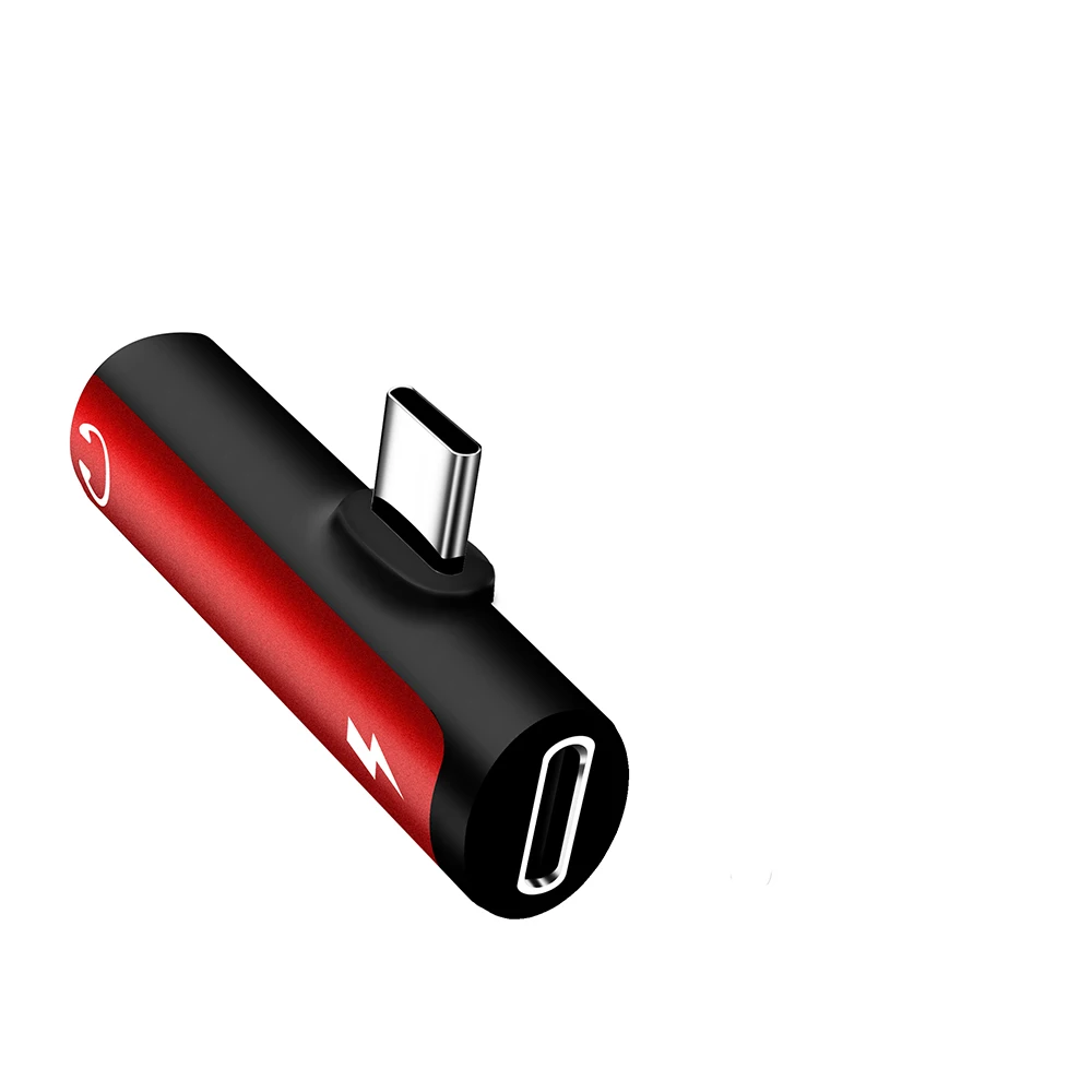 2 в 1 Тип C до 3,5 мм разъем для зарядки наушников конвертер usb type-C аудио адаптер для Xiaomi 6 huawei mate 20 type C Телефон - Цвет: Red