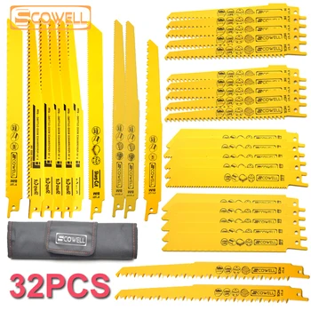 

30% Off 32PCS SCOWELL Saw Blades for Wood Metal Cutting Saw Blades Reciprocating Saw Blade Set Power Tool Accessories Sabre Saw
