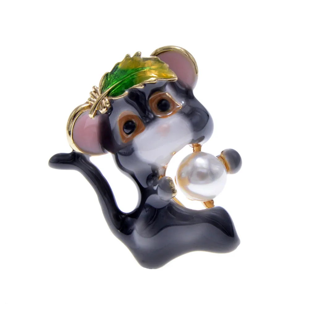 CINDY XIANG 4 цвета на выбор, эмалированные Броши с изображением мыши для детей, милая маленькая брошь с животными, китайская мышь, подарок на год, забавное ювелирное изделие, подарок - Окраска металла: grey