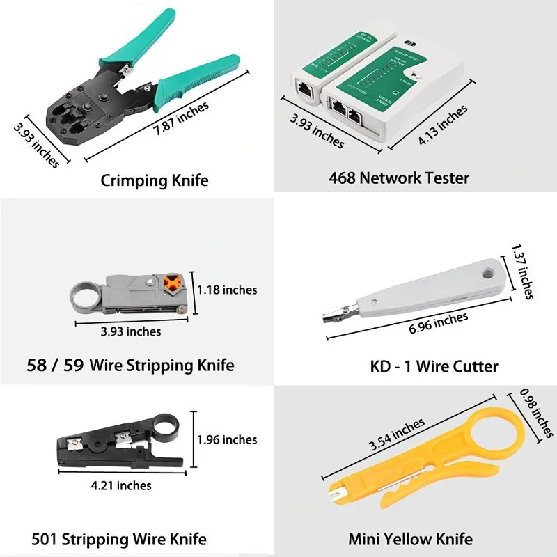 Network Cable Tester Tool Lan UTP Screwdriver Wire Stripper RJ45 Connector Computer Network Crimping Pliers Tool Kit Set