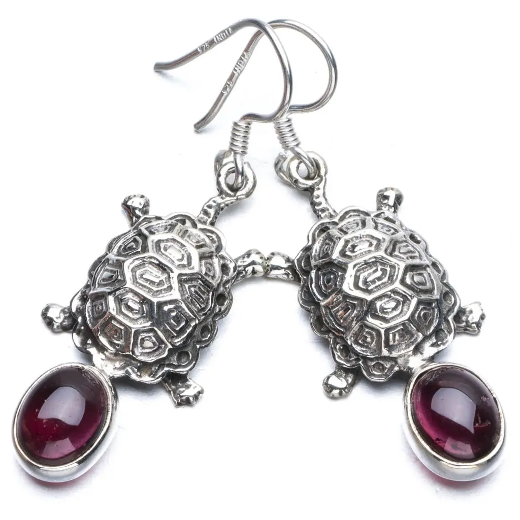 Натуральный Аметист Boho Стиль 925 Висячие серьги из серебра 925 пробы 1 1/" R1612