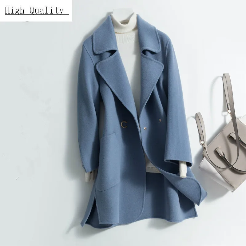 

Autumn Winter Wool Jacket Women Coats Double Breasted Coat Female Slim Long Spring Clothes Ladies Woolen Overcoat LWL1331