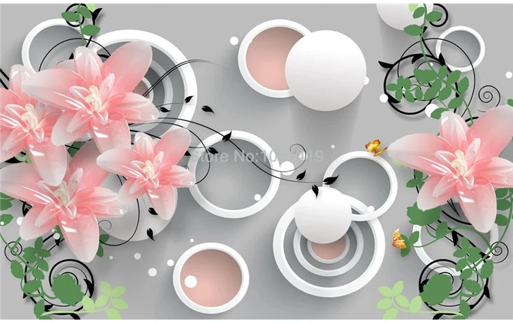 Пользовательские 3D обои современные цветы шар настенные росписи круги Гостиная ТВ спальня домашний декор настенная живопись ПВХ водонепроницаемые 3D наклейки