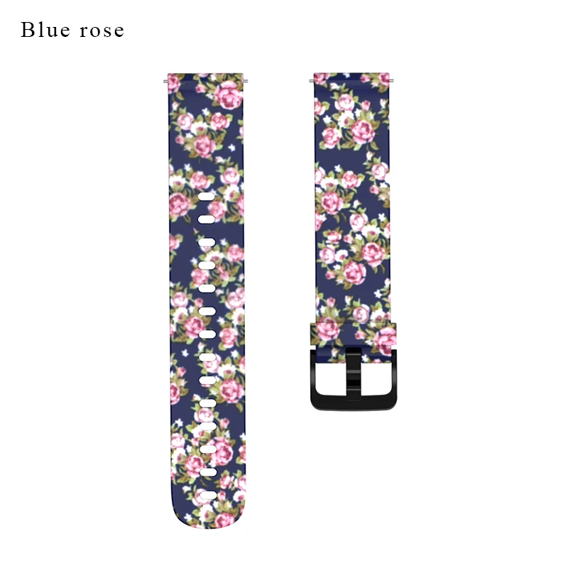 Blue rose BOORUI 20 мм Amazfit Bip различные принты Мягкий Силиконовый ремешок для Xiaomi Huami Amazfit ремешок Bip correa Amazfit Bip ремешок для часов - Цвет: Blue rose
