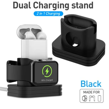 

New Multifunctional dual Silicone Charging Dock Charge Stand Mount Phone Holder Accessories For Iphone Apple Watch Airpods