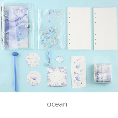Ocean Kawaii Ocean Planner Notebook Cherry A6 Spiral Notebook Planner Organizer Binder Diary Bullet Girl Heart Cute Handbook Notebook - Цвет: Ocean