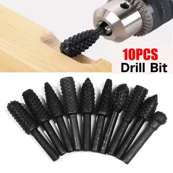 

10Pcs/Set Dremel Routing Titanium Milling Wood Rotary Knife File Cutters Woodworking Carving Carved Cutter Tools Accessories