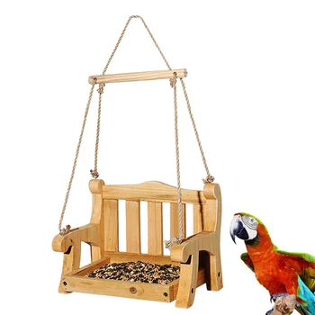 

Garden Wood Swing Decor Bird Hanging Bowl Birds Feeding Tool Outdoor Wood Feeder
