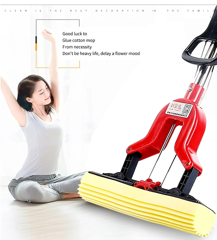 Good luck to sponge mop stainless steel folding sponge absorbent mop cotton towel mop free hand wash