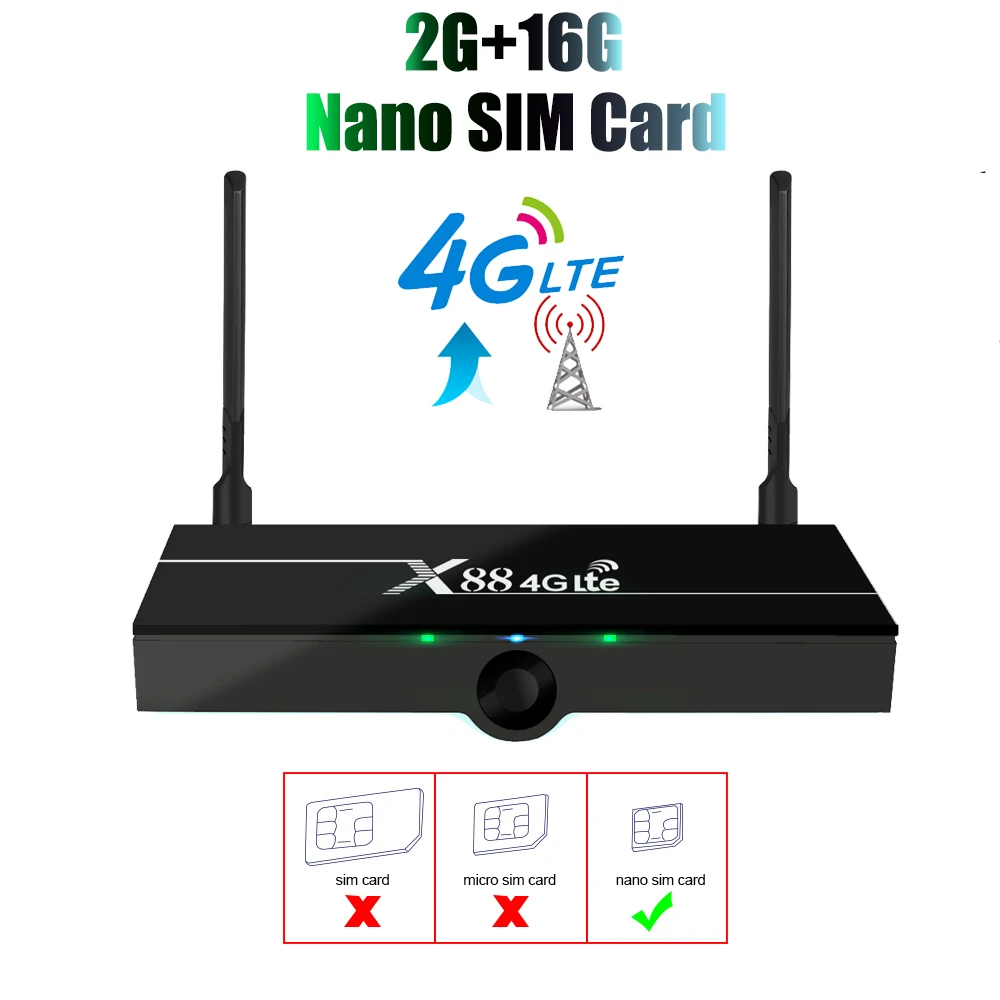 X88 STB 4K Smart tv телеприставка Android 9,0 HDMI 2,0 HD с поддержкой sim-карты WiFi Bluetooth 4K@ 60Hz Samrt tv Box - Цвет: 2G 16G 4G Lite