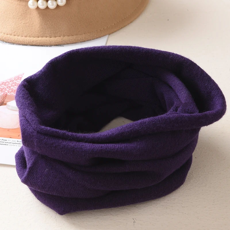Zocept осень зима унисекс кашемировые круглые шарфы супер теплый вязаный джемпер шарф для женщин мужчин детей Детский шейный шарф - Цвет: Темно-фиолетовый