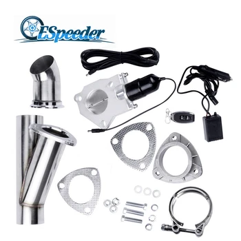 

ESPEEDER Remote Control Exhaust Pipe 3 Inch Exhaust Cutout Stainless Steel Headers Y Pipe Electric Cut Out Kit Micropole Muffler