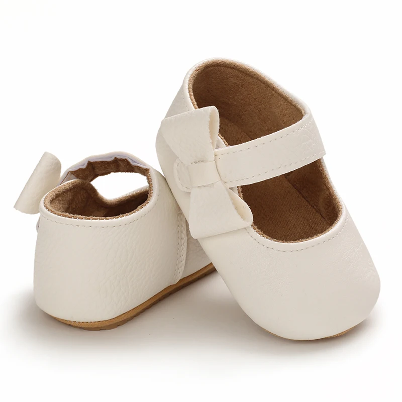 Infant Newborn Baby Girls Princess Non-Slip Floral Border Shoes Toddler Baby Soft PU Leather Prewalker Shoes Solid First Walkers